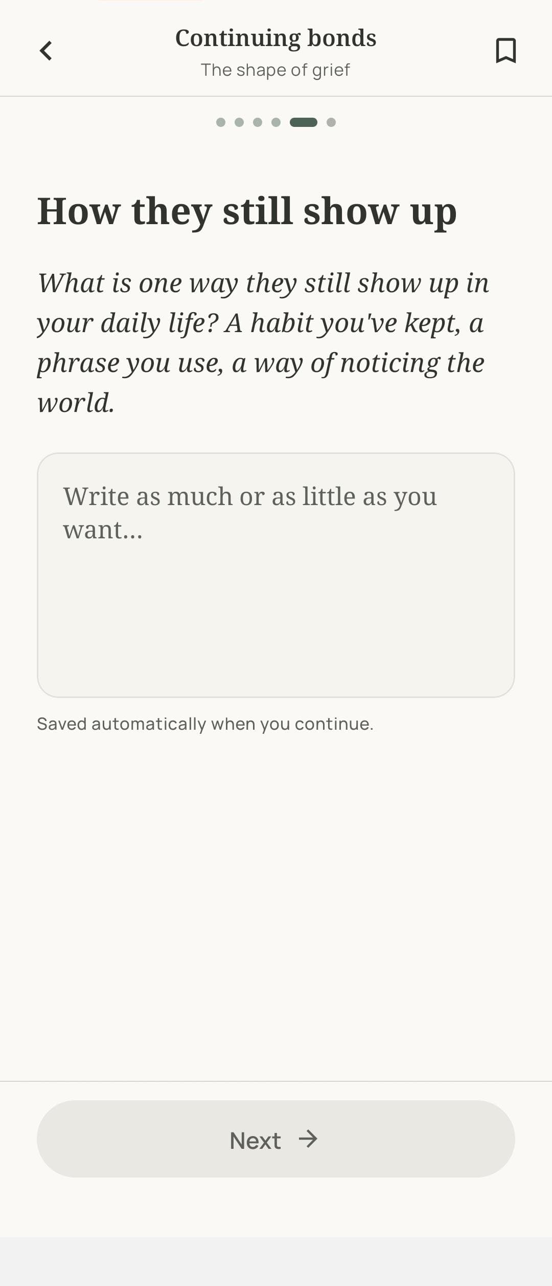 Another interactive exercise from a grief course