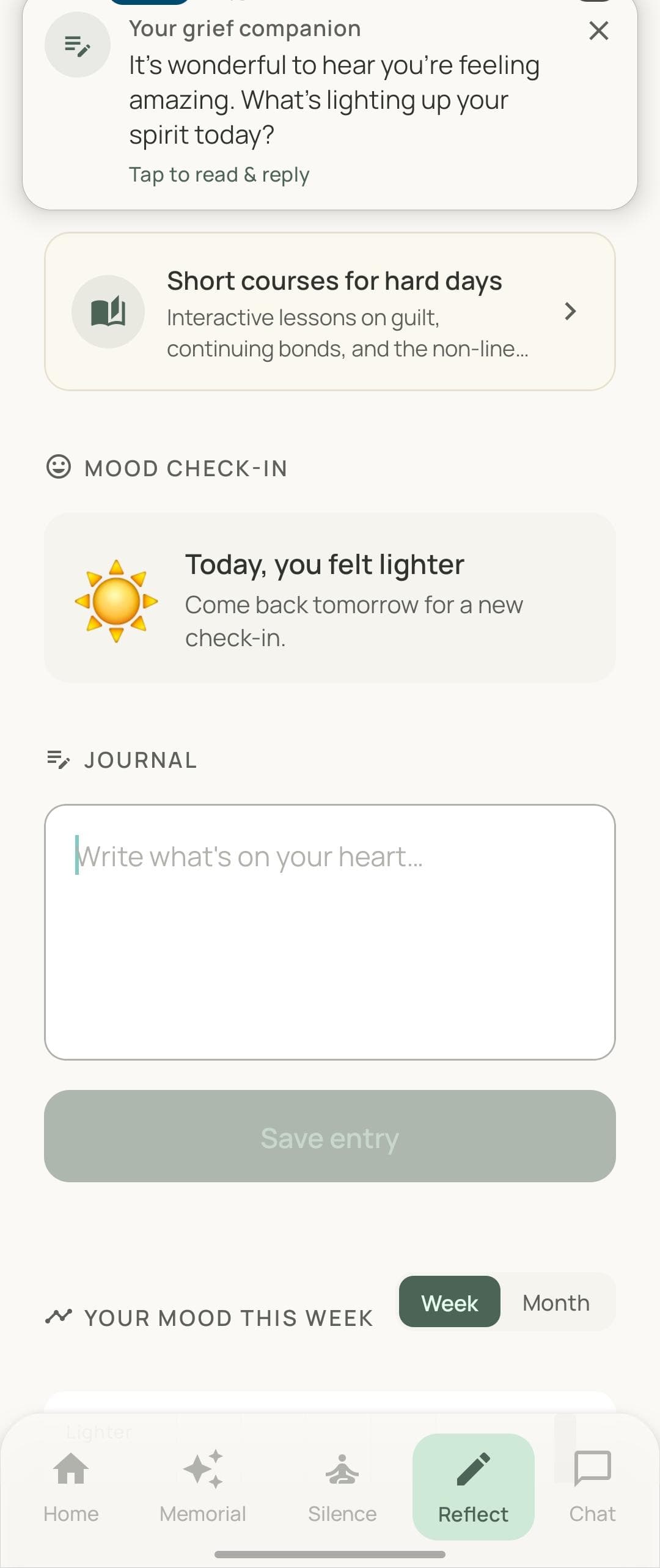 Gentle anniversary reminder notification
